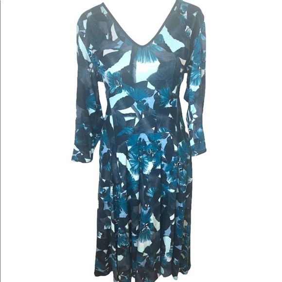 Erdem Blue Domitilla Fit and Flare Dress Size 12 - Picture 1 of 15